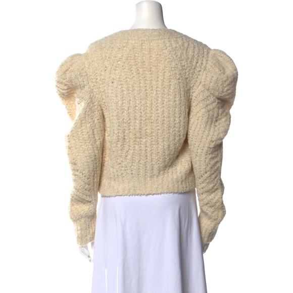 Ulla Johnson Emmy Knit Cardigan Puff Sleeve Sweater in Dawn Cream - Picture 5 of 5